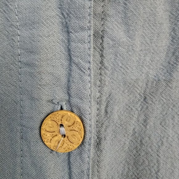 Sea Breeze Top Womens Plus Size Buton Up Collared 100% Cotton Blue Light Weight - Picture 11 of 11